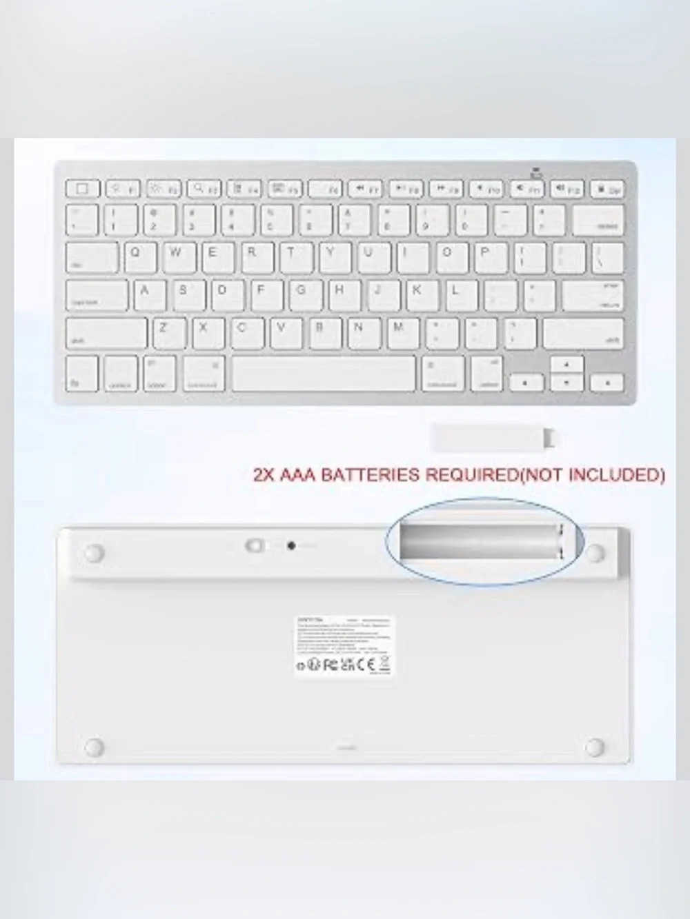 Slim Wireless Aluminum Keyboard in Silver and White